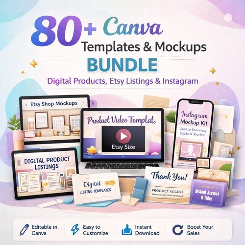 80+ Canva Templates & Mockups for Digital Products, Etsy & Instagram
